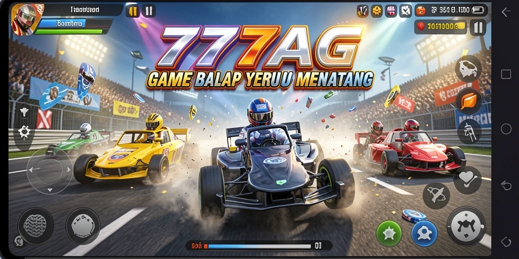 Gameplay mendebarkan dalam balapan mobil yang cepat.