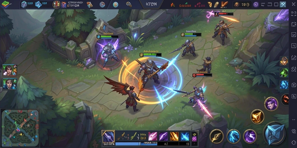 Tangkapan layar gameplay GTPIDN dalam pertempuran MOBA yang intens.
