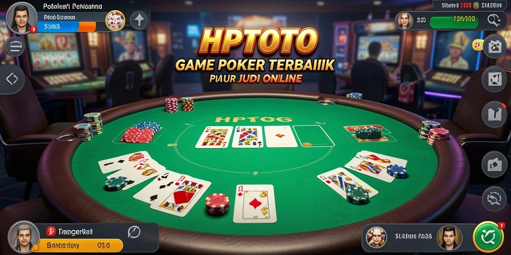 Screenshot menampilkan gameplay seru dan interaksi di meja poker HPTOTO.