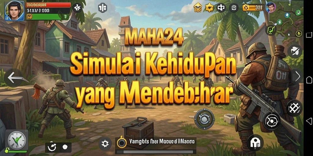 Screenshot utama MAHA24 menampilkan karakter dalam dunia simulasi yang kaya.