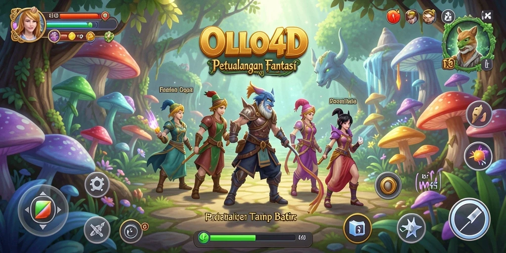 Tangkapan layar OLLO4D menunjukkan aksi pertempuran di dunia RPG yang interaktif.