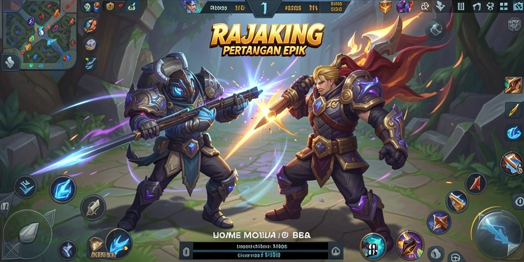 Gameplay seru RAJAKING dengan pertarungan tim yang mendebarkan.