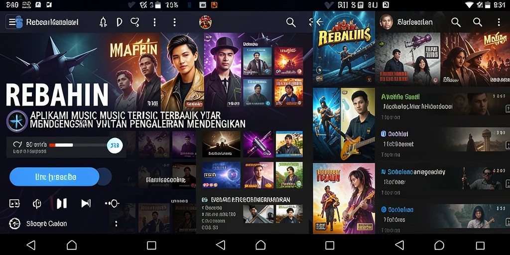 Tampilan gameplay aplikasi musik REBAHIN yang menarik dan interaktif.