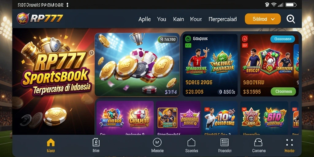Screenshot utama RP777 menampilkan fitur taruhan olahraga yang menarik.