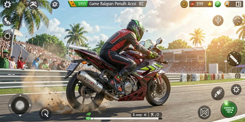 Gameplay menegangkan dalam balapan motor S9S9.