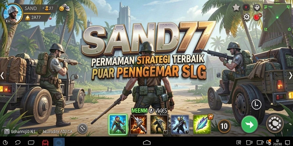 Tampilan gameplay menarik dalam SAND77 menunjukkan pertempuran strategis.