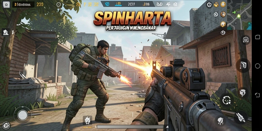 Tampilan aksi mendebarkan dalam gameplay SPINHARTA yang seru.