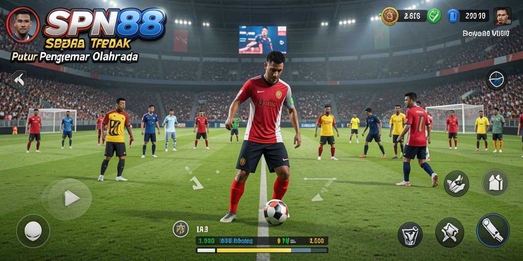 Tangkapan layar menunjukkan gameplay sepak bola yang menegangkan di SPN88.